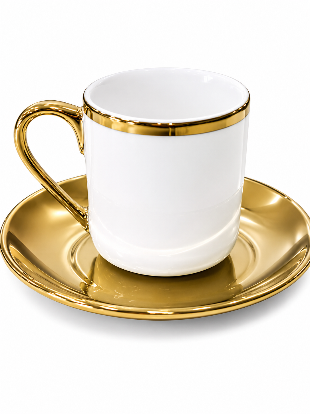 Set of 6 Pasha Home Turkish White and Gold Coffee Cups