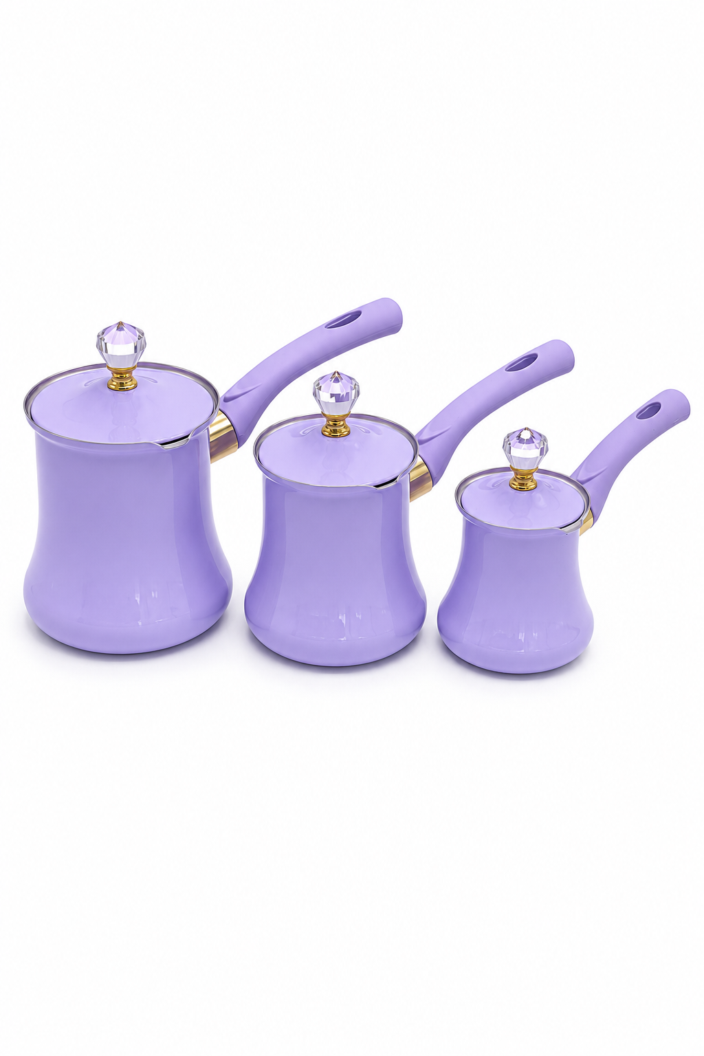 Set of 3 Stainless Steel Lavender Coffee Pots