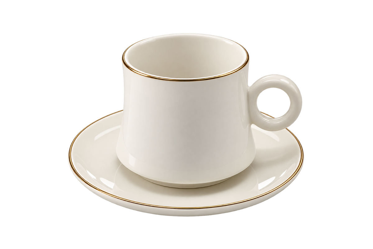 Classic Ivory Turkish Coffee Cup & Saucer Set