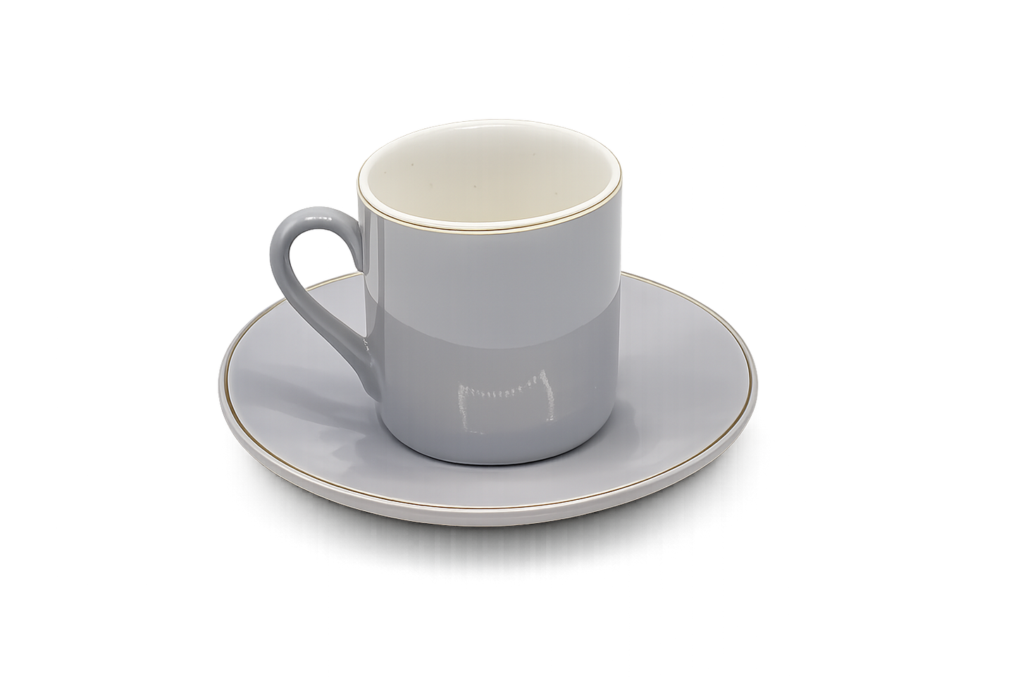 Set of 6 Minimalist Grey Coffee Cup & Saucer