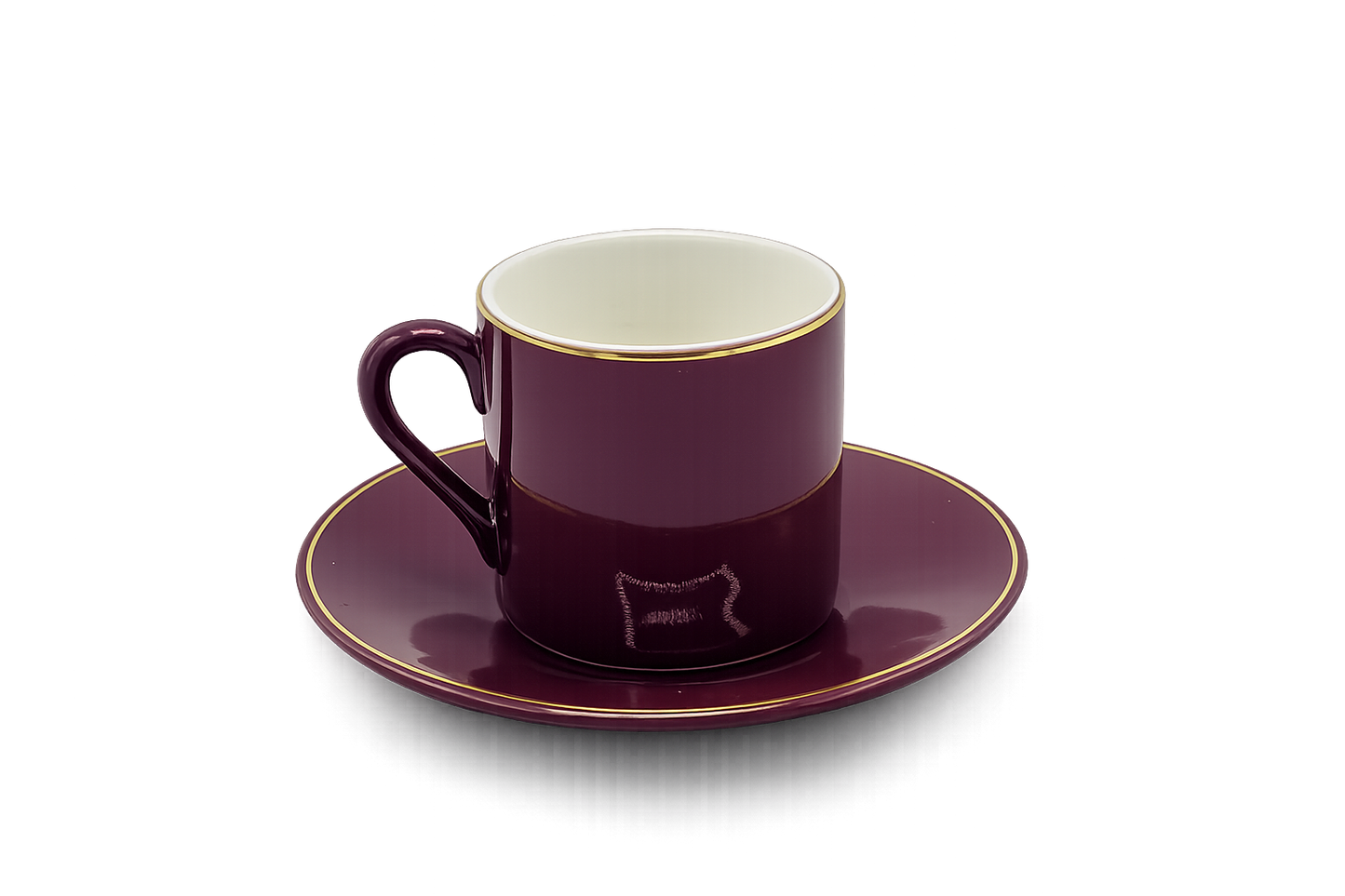 Set of 6 Minimalist Burgundy Coffee Cup & Saucer