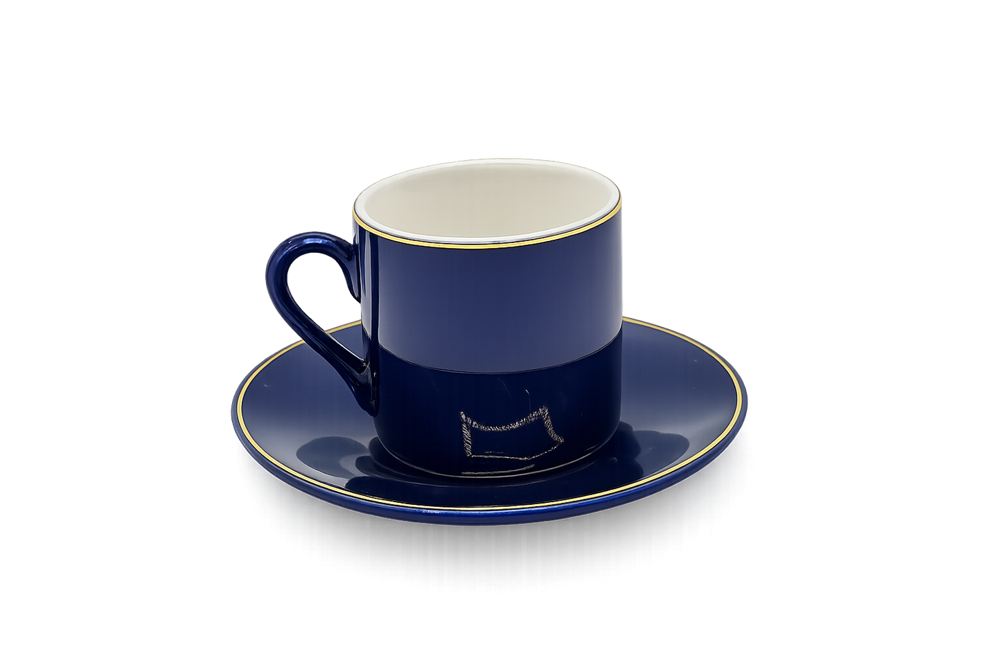 Set of 6 Minimalist Royal Blue Coffee Cup & Saucer