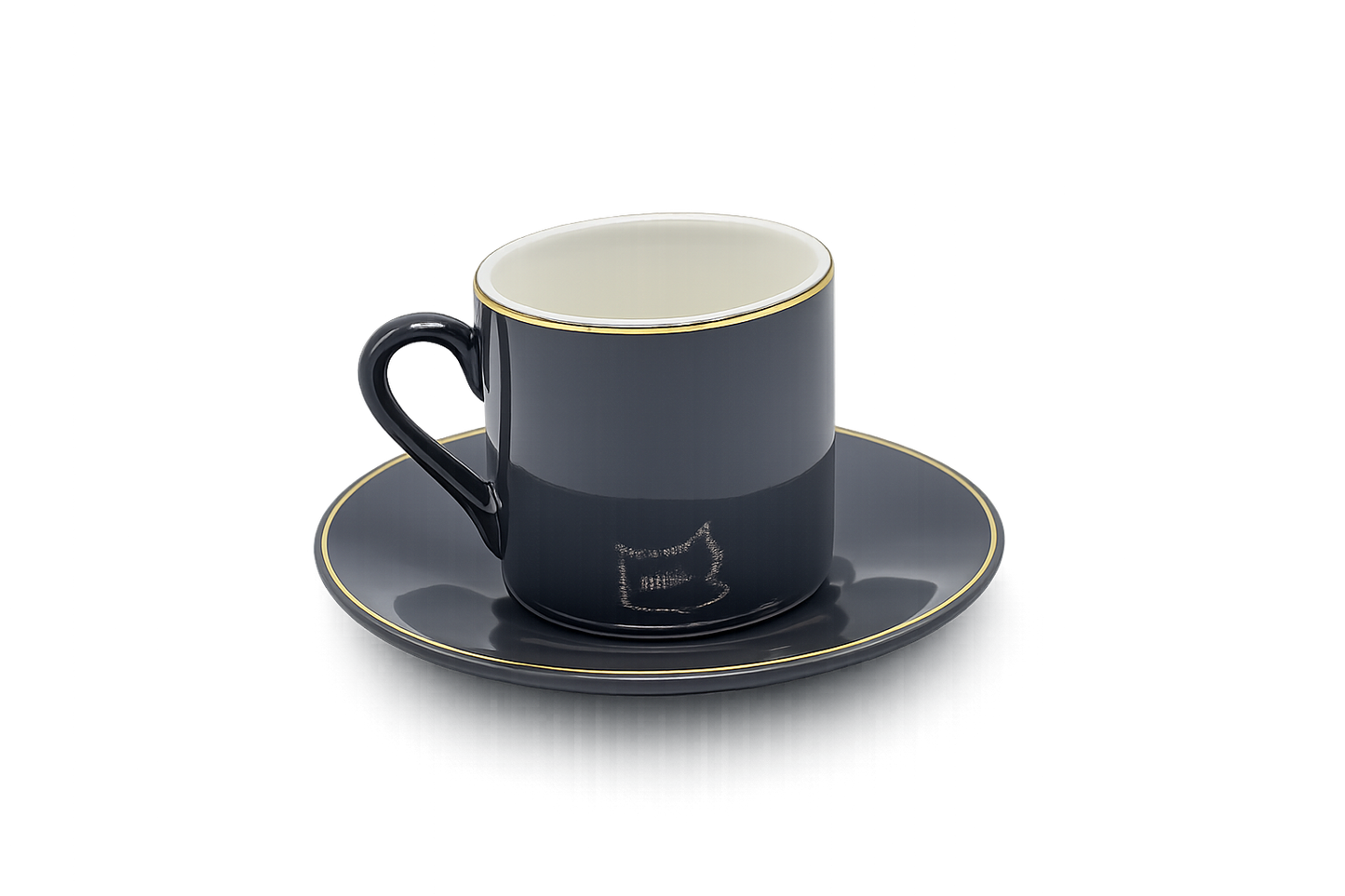 Set of 6 Minimalist Ash Grey Coffee Cup & Saucer