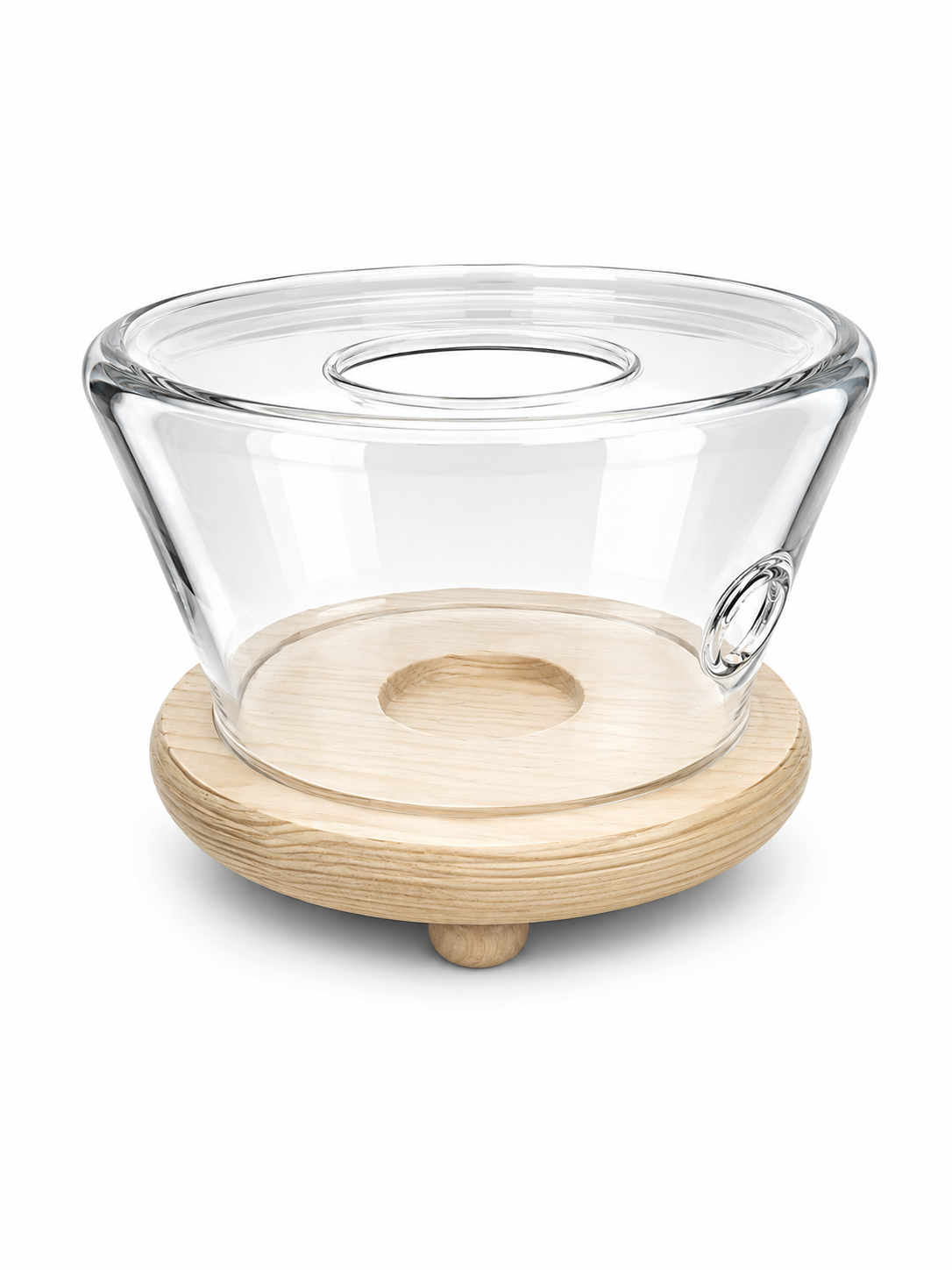 Transparent Glass and bamboo Teapot Warmer Stand with Candle Holder