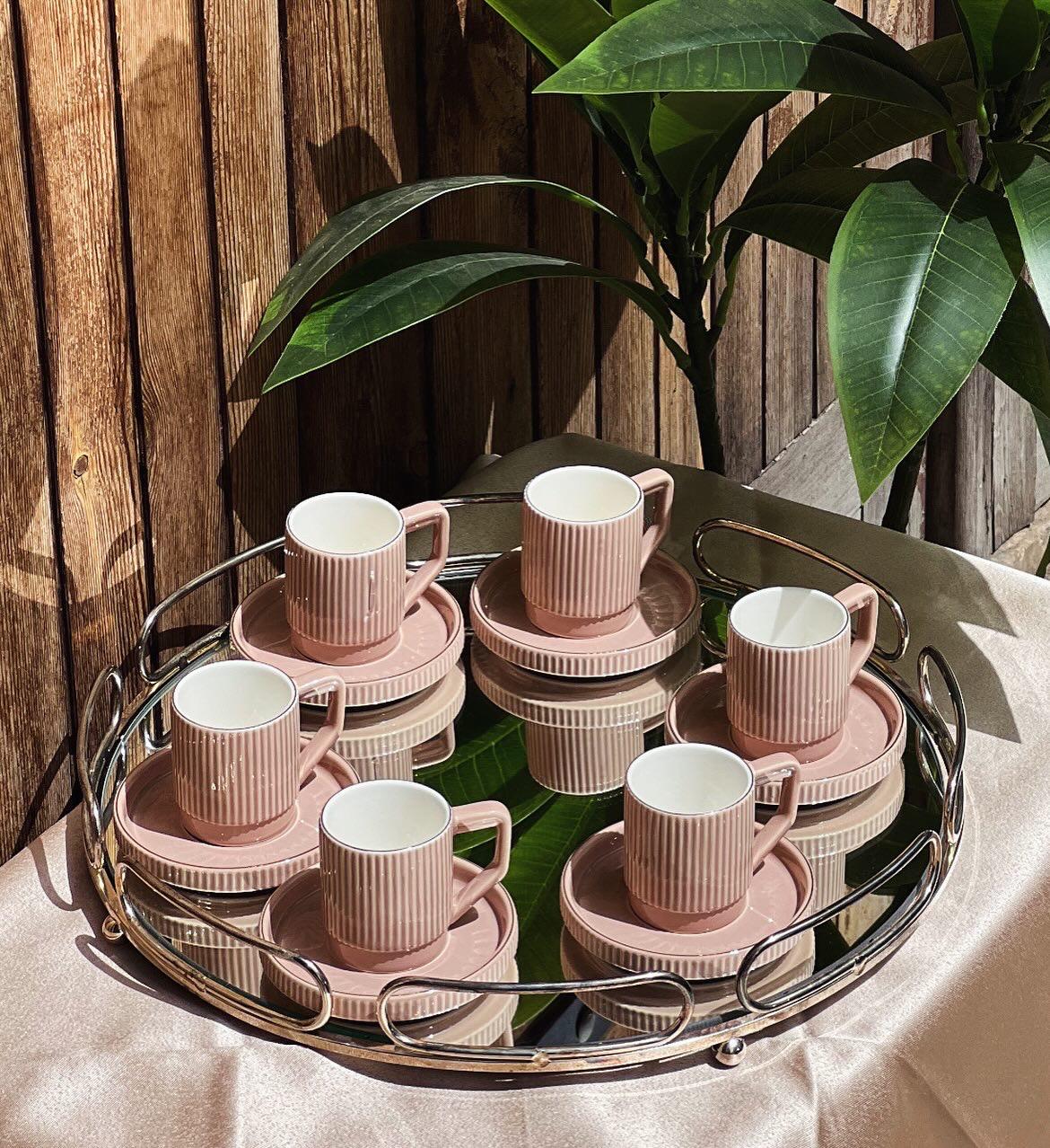Set of 6 Modern Ceramic Coffee Cups