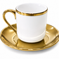 Set of 6 Pasha Home Turkish White and Gold Coffee Cups
