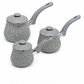 Set of 3 Turkish Granite Grey Coffee Pots
