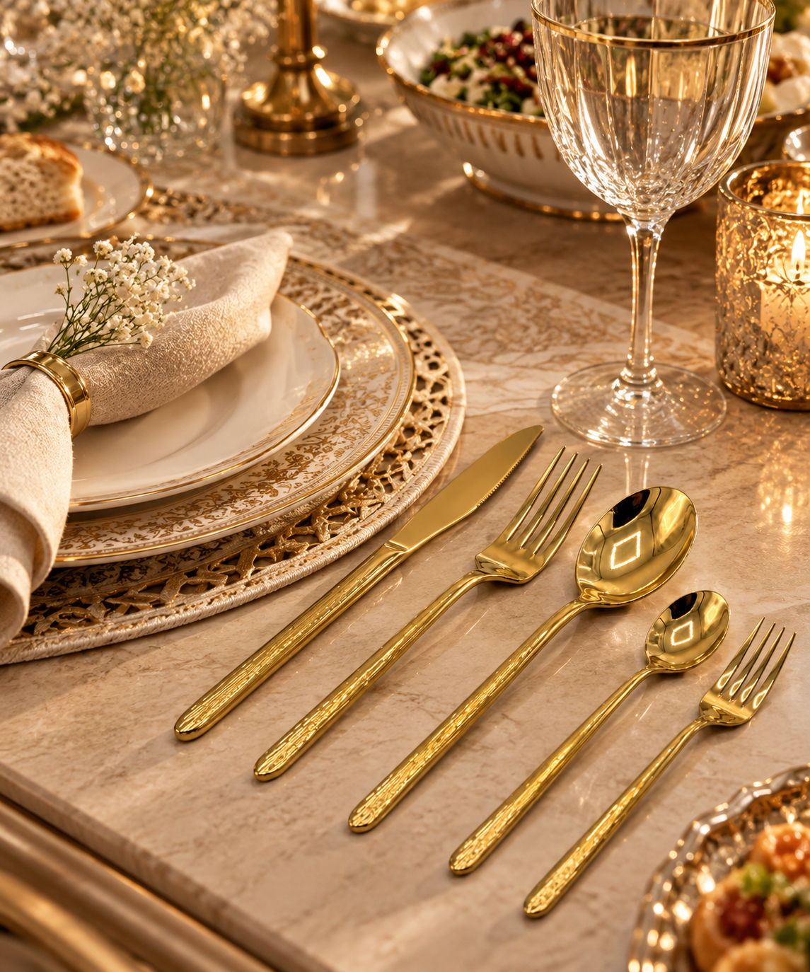 Luxury Gold Stainless Steel Cutlery Set – 30 Pieces