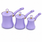 Set of 3 Stainless Steel Lavender Coffee Pots