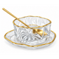 Luxury Gold-Rimmed Glass Dessert Bowl with Plate & Spoon