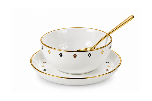 Diamond Gold Meghle Bowl Set – 12 Pieces