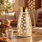Luxury Geometric Thermal Flask – White & Gold