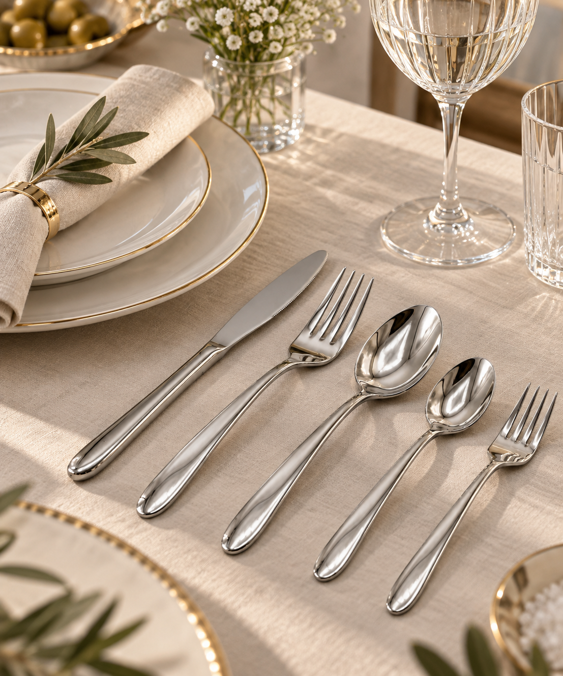 Premium Silver Stainless Steel Cutlery Set – 30 Pieces