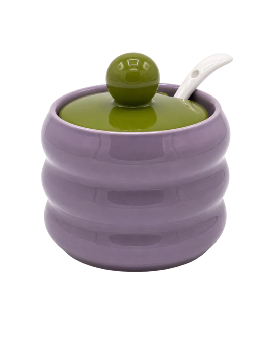 Lavender Porcelain Sugar & Spice Container with Spoon