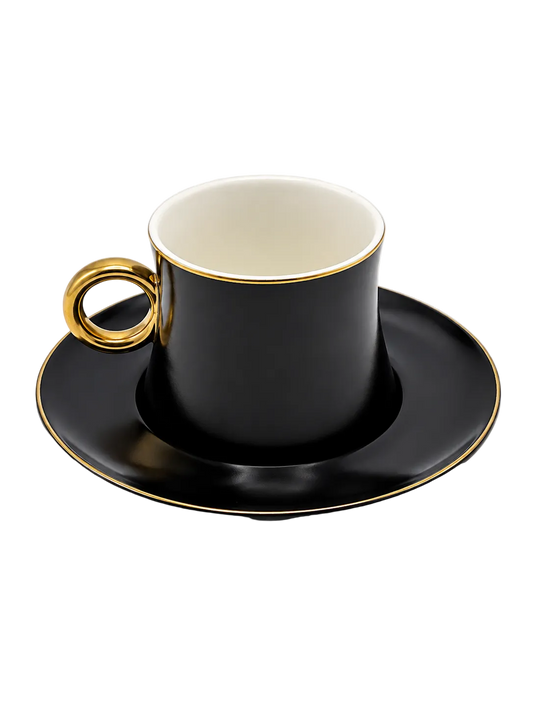 Set of 6 Modern Pastel Black Tea Cups