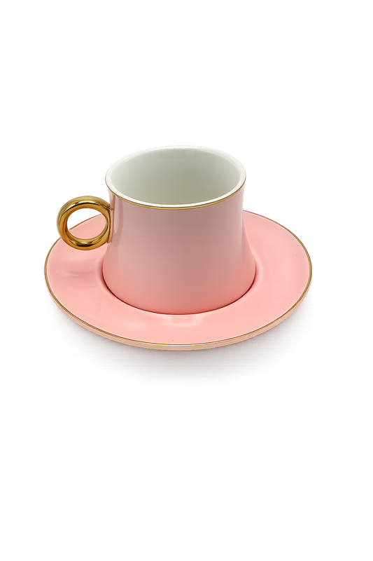 Set of 6 Modern Baby Pink Tea Cups
