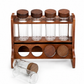 Two-Tier Wooden Spice Rack with 8 Glass Jars