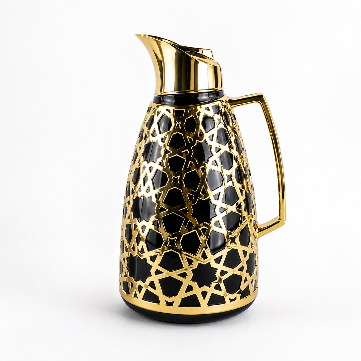 Luxury Geometric Thermal Flask – Black & Gold