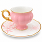 Elegant Floral Porcelain Coffee Cup Set –Baby Pink & Gold