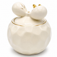 Luxury Off-White Bow Porcelain Sugar & Matte Container with Gold Spoon