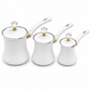 Set of 3 Stainless Steel Glossy White Coffee Pots