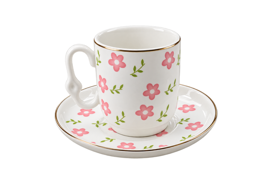 Pink Blossom Turkish Coffee Cup & Saucer Set