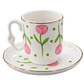 Pink Tulip Turkish Coffee Cup & Saucer Set