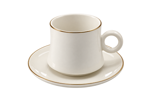 Classic Ivory Turkish Coffee Cup & Saucer Set