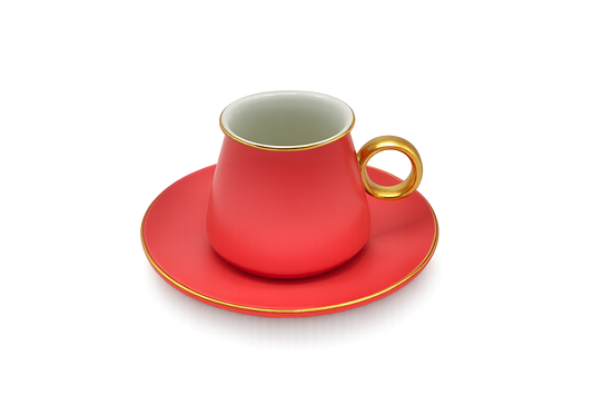 Set of 6 Hot Red Coffee Cups