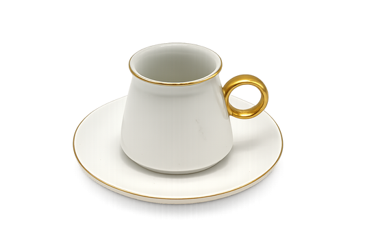 Set of 6 White Coffee Cups