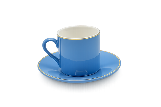 Set of 6 Minimalist Baby Blue Coffee Cup & Saucer