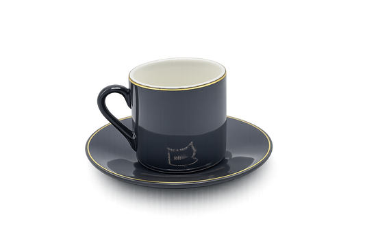 Set of 6 Minimalist Ash Grey Coffee Cup & Saucer