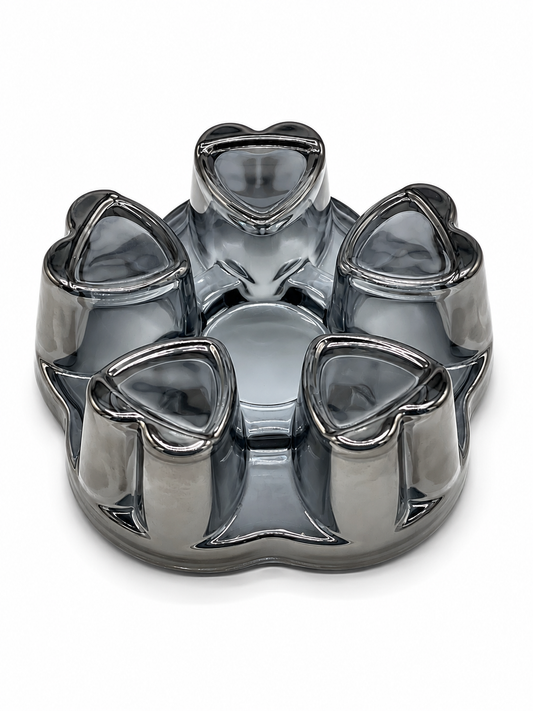 Smoked Glass Teapot Warmer Stand with Candle Holder