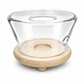 Transparent Glass and bamboo Teapot Warmer Stand with Candle Holder