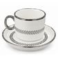 Silver Laurel Tea Cup & Saucer Set – White & Silver