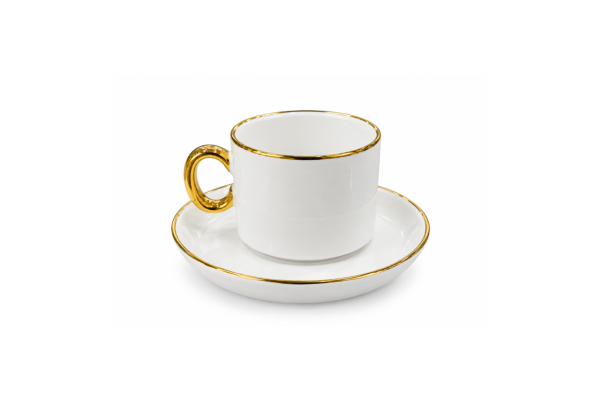Classic Elegance Tea Cup & Saucer Set – White & Gold