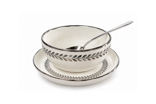 Silver Leaf Meghle Bowl Set – 12 Pieces