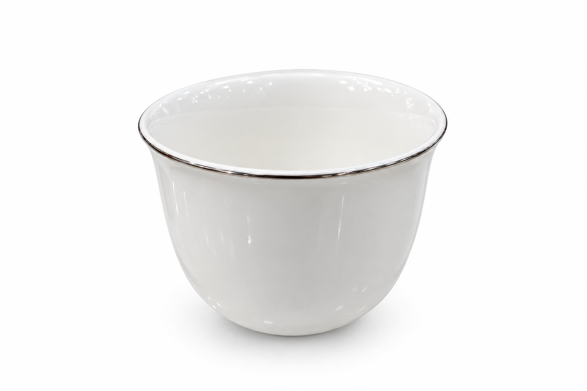 Classic Elegance Arabic Coffee Cups | White & Gold
