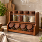 Two-Tier Wooden Spice Rack with 8 Glass Jars