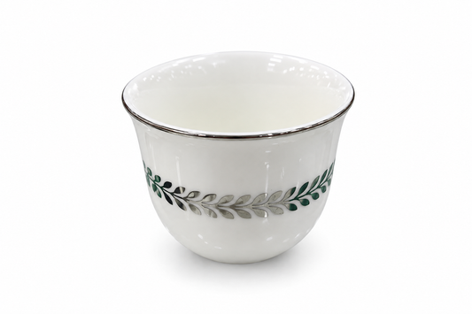 Silver Arabic Coffee Cups | White & Silver