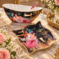 Vintage Romance Porcelain Serving Bowl & Plate Set – Gold Accents