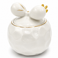 Luxury White Bow Porcelain Sugar & Matte Container with Gold Spoon