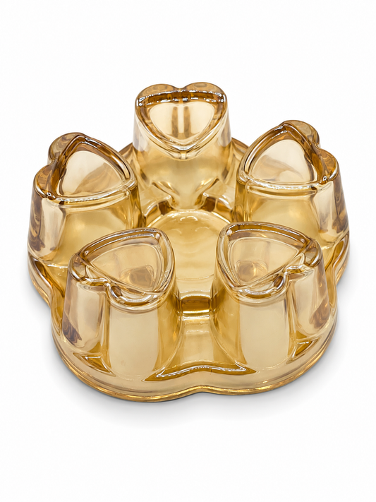 Amber Honey Glass Teapot Warmer Stand with Candle Holder