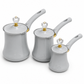 Set of 3 Stainless Steel Ash Grey Coffee Pots