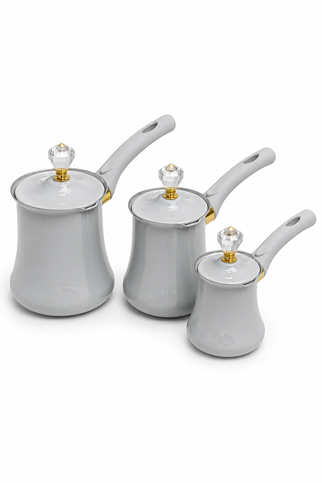 Set of 3 Stainless Steel Ash Grey Coffee Pots
