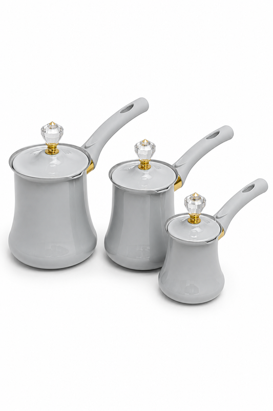 Set of 3 Stainless Steel Ash Grey Coffee Pots