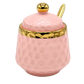 Luxury Pink Porcelain Sugar & Matte Container with Gold Spoon