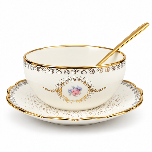 Classic Royal Gold Meghle Bowl Set – 12 Pieces