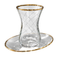 Turkish LAV Tea Glass Set with Hand Etched Design