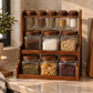 Wooden Kitchen Organizer with Glass Storage Jars – 11 Pieces